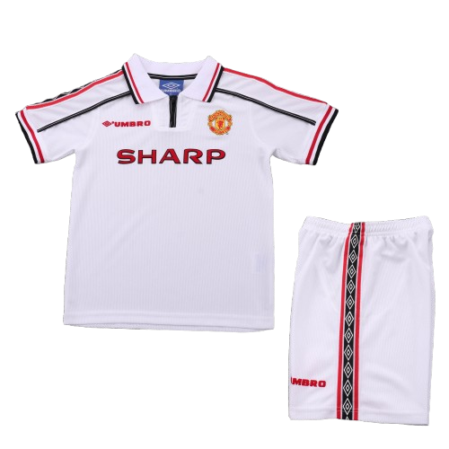 Kit infantil Manchester United Retrô Away 98/99  - Branco