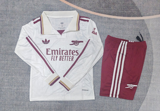 Kit Infantil Arsenal Third Manga Longa 25/26  - Branco