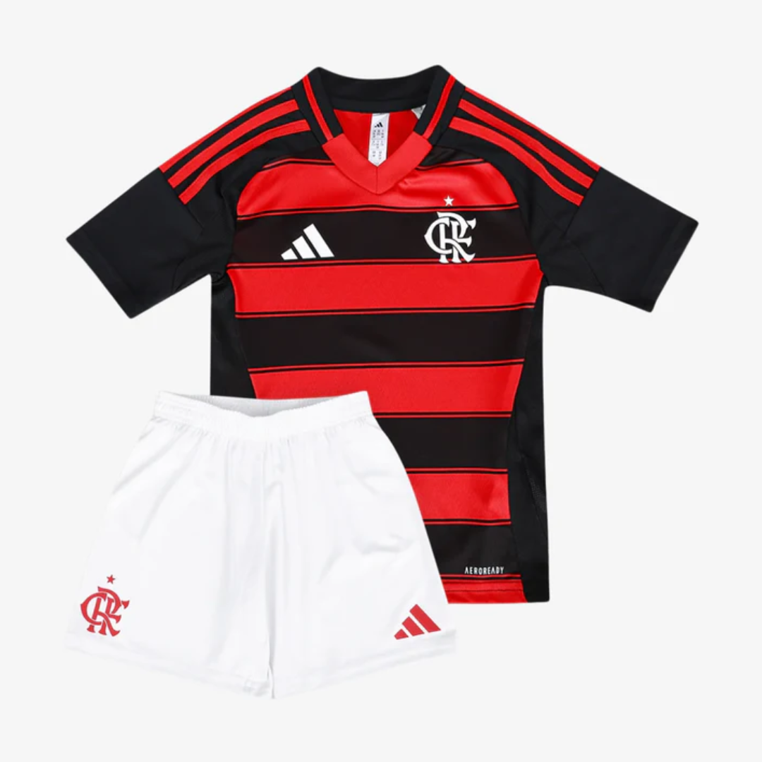 Kit Infantil Flamengo Home 25/26 - Vermelho e Preto