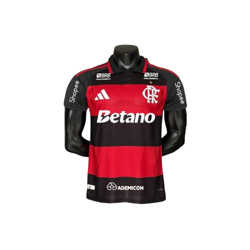 Flamengo Home 26/27 Jogador Com Patrocínios Adidas Masculino - Vermelho e Preto
