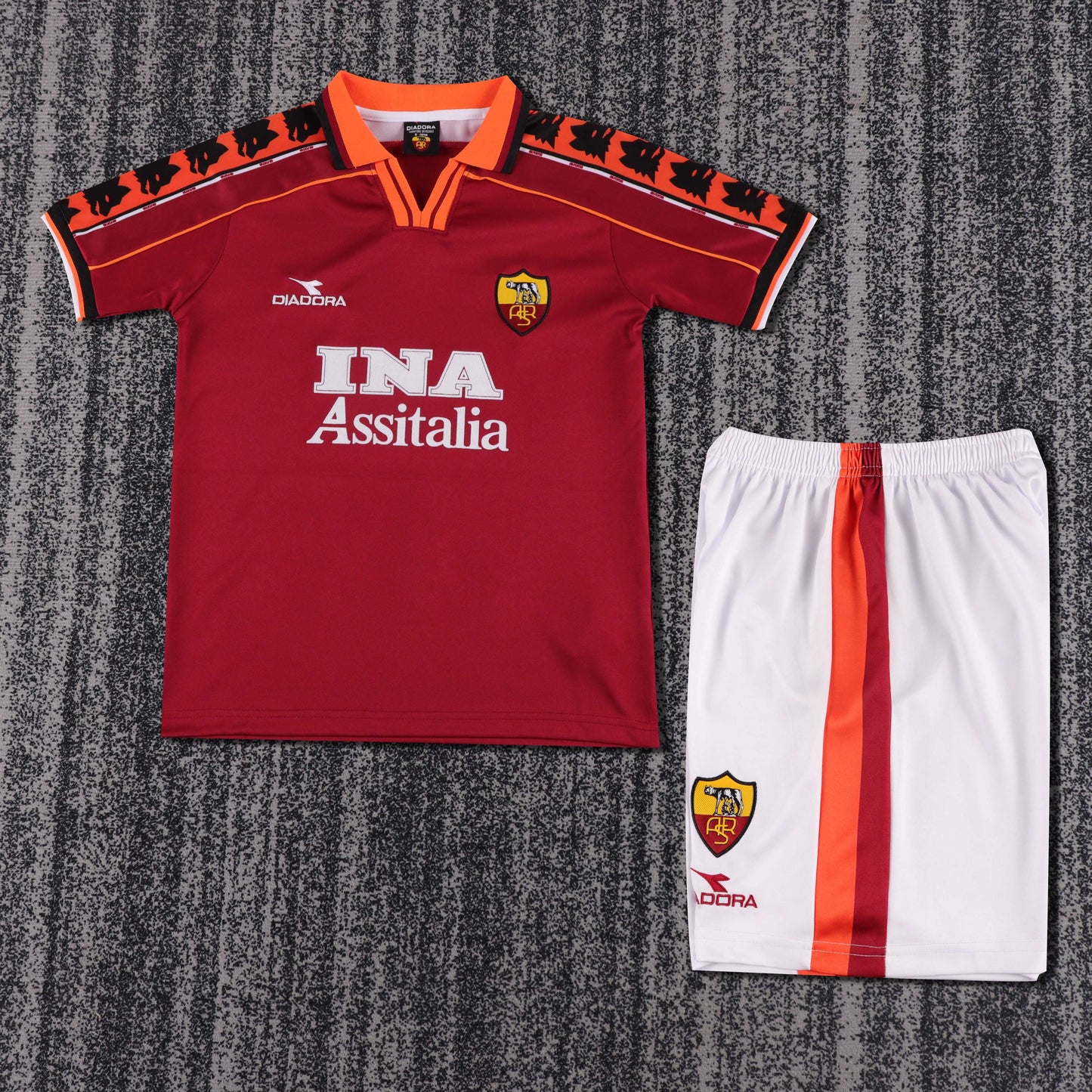 Kit Infantil Roma Home Retrô 99/00 Diadora - Vermelho Vinho
