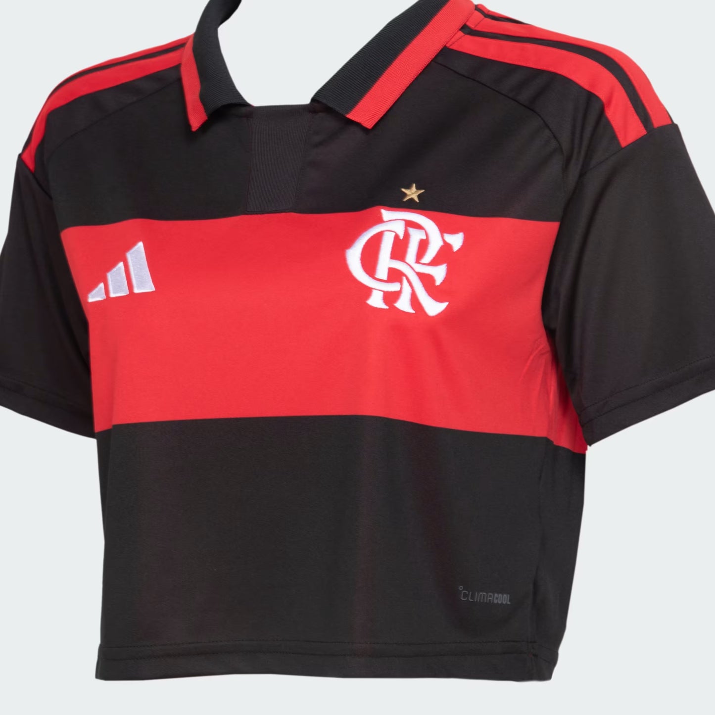 Flamengo Home 26/27 Cropped Adidas Torcedor Feminino - Vemelho e Preto