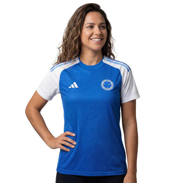 Cruzeiro Home 25/26 Adidas Feminina - Azul e Branco