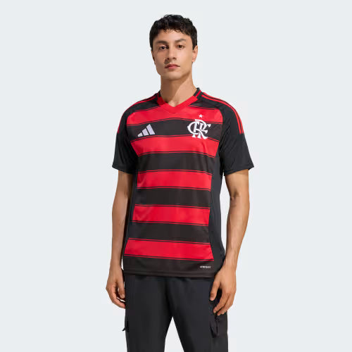 Flamengo Home 25/26 Torcedor Adidas Masculina - Vermelho e Preto