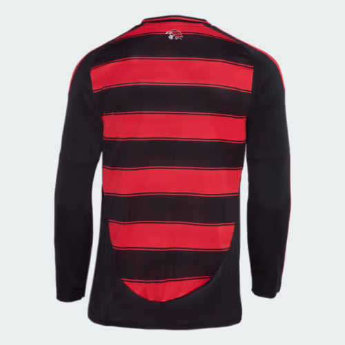 Flamengo Home 25/26 Manga Longa Adidas Masculino - Vermelho e Preto
