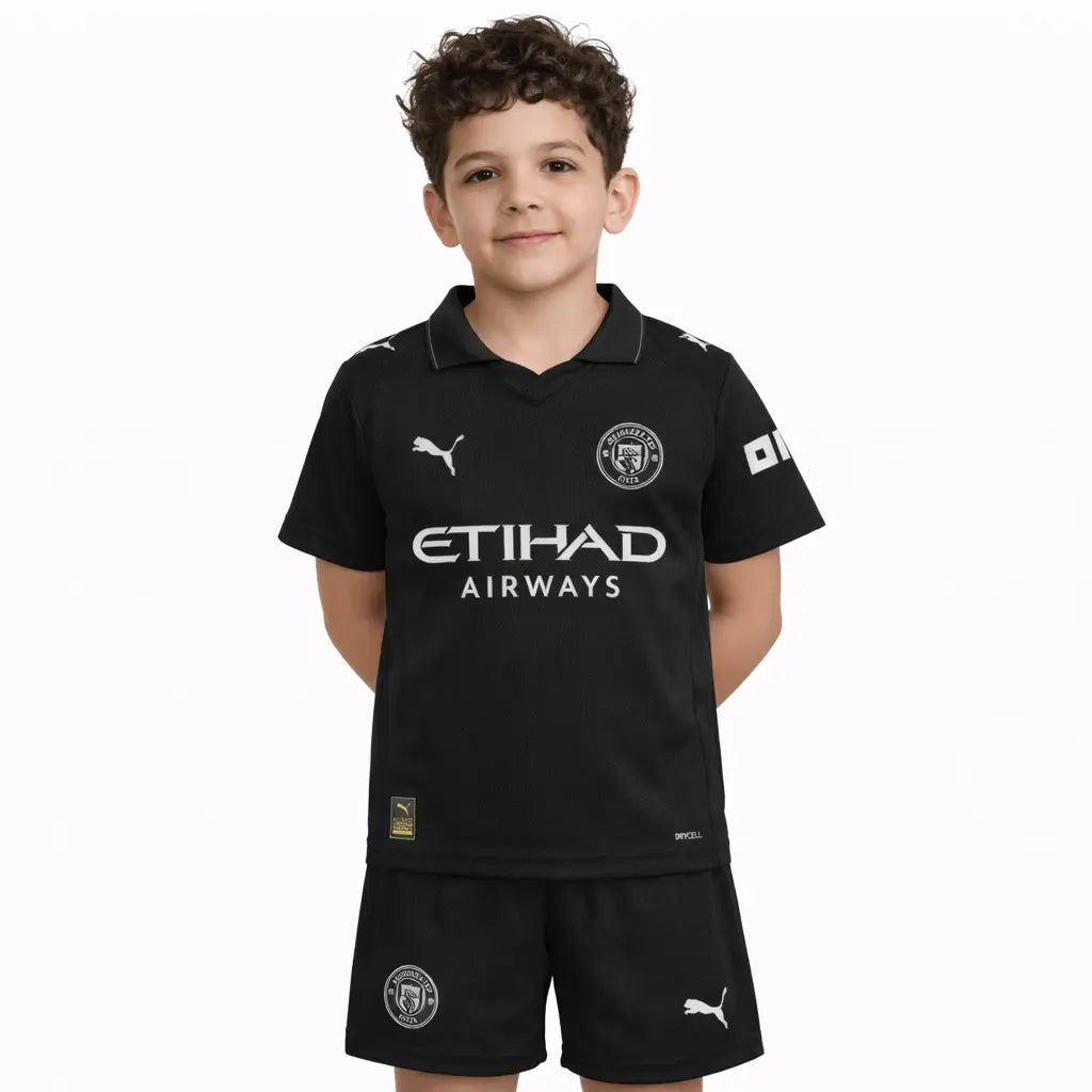 Kit Infantil Manchester City Third 25/26  - Preto
