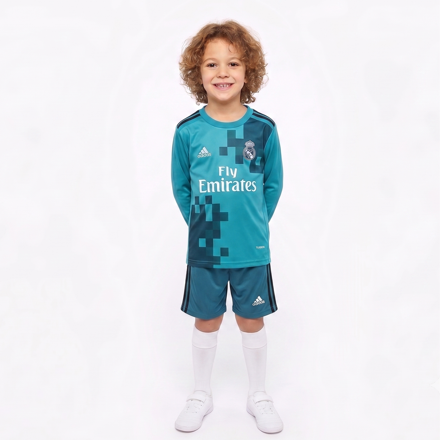 Kit Infantil Real Madrid Away Retrô Manga Longa 17/18 - Verde