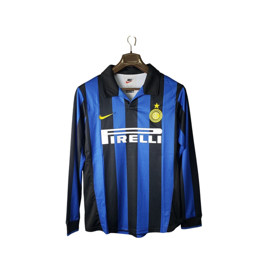 Inter de Milao Home 98/99 Retrô Manga Longa Nike - Azul e Preto