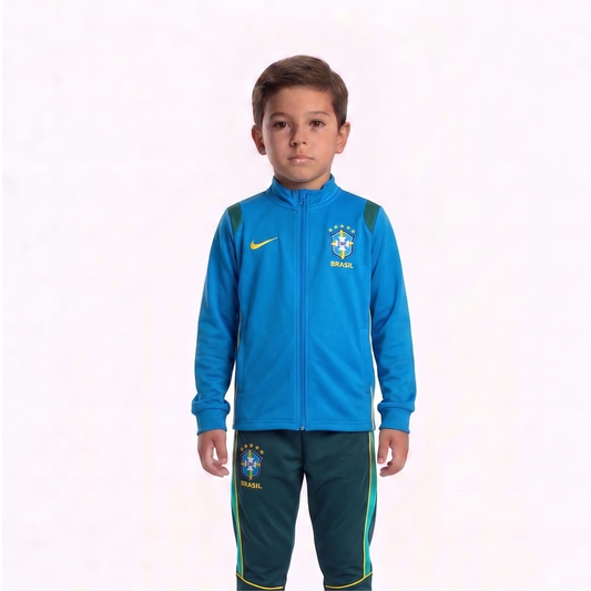 Kit Treino Infantil Agasalho + Calça Brasil - Azul
