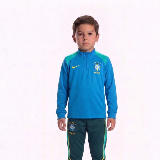 Kit Treino Infantil Agasalho + Calça Brasil - Azul