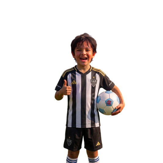 Kit Infantil Atlético Mineiro Home 25/26 - Preto e Branco
