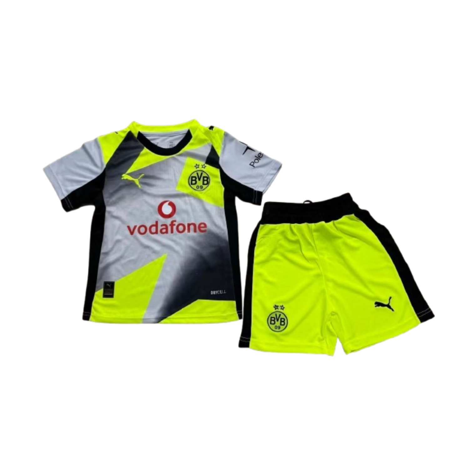 Kit Infantil Borussia Dortmund Away 25/26 - Cinza e Amarela
