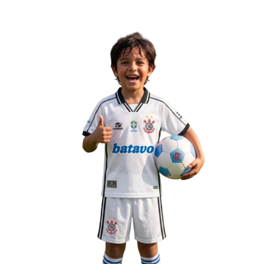 Kit Infantil Corinthians Home Retrô 1999 - Branco
