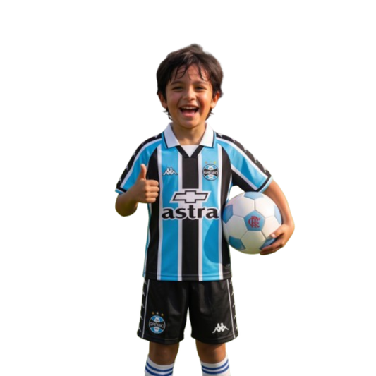 Kit Infantil Grêmio Home Retrô 2000 - Tricolor