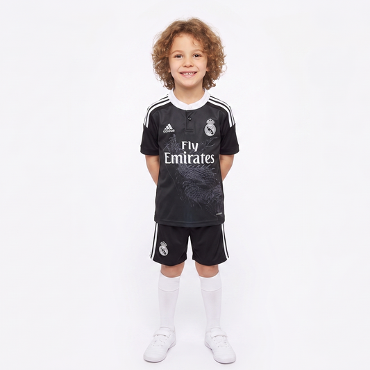 Kit Infantil Real Madrid Third Retrô 14/15 - Preto
