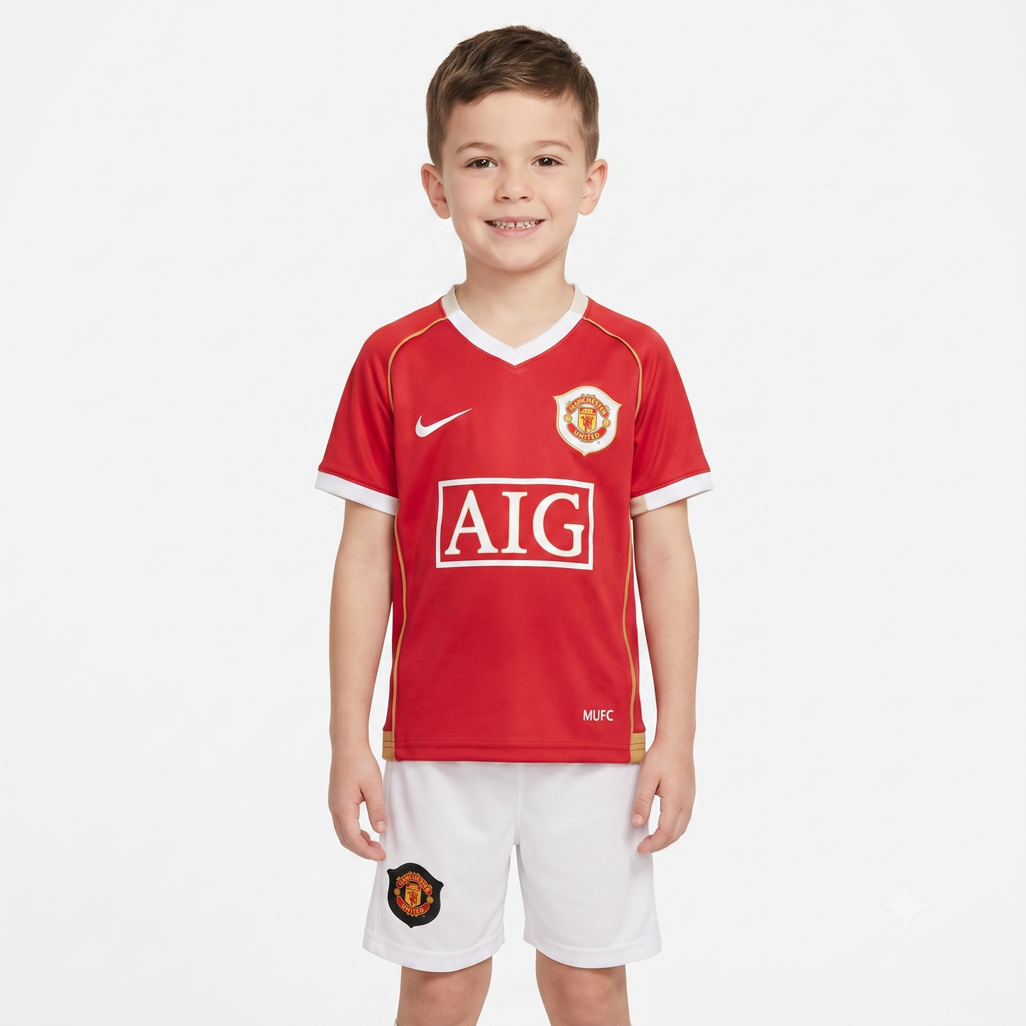 Kit infantil Manchester United Retrô Home 2006 . - Vermelho