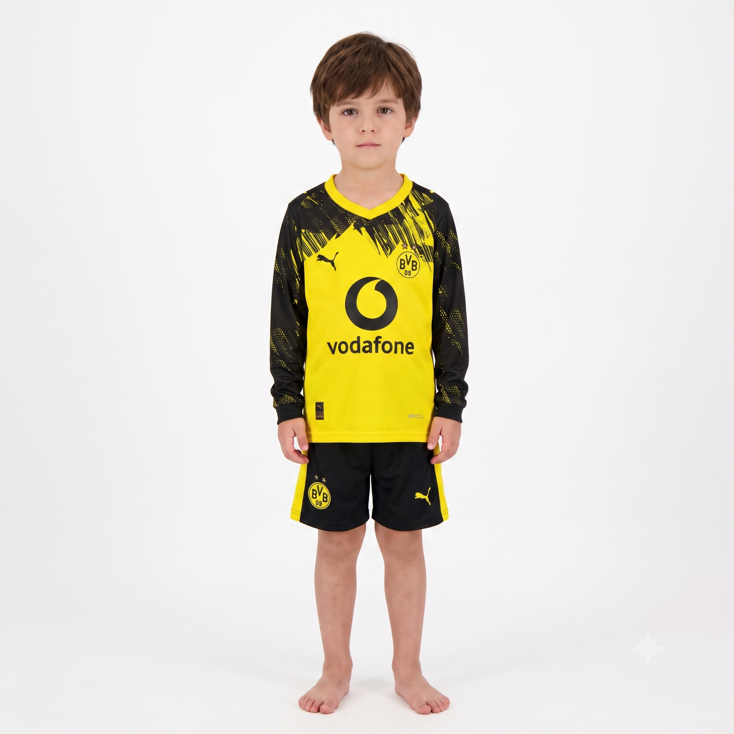 Kit Infantil Borussia Dortmund Home Manga Longa 25/26 - Amarelo e Preto