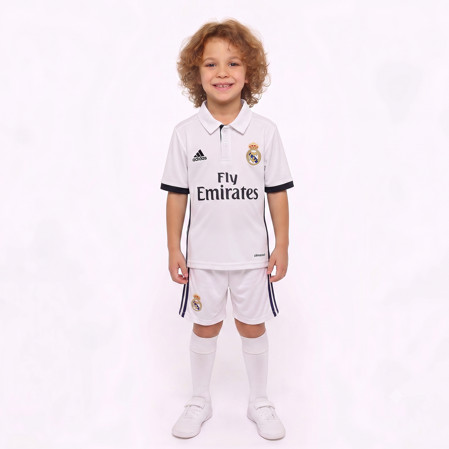 Kit Infantil Real Madrid Home Retrô 16/17 - Branco