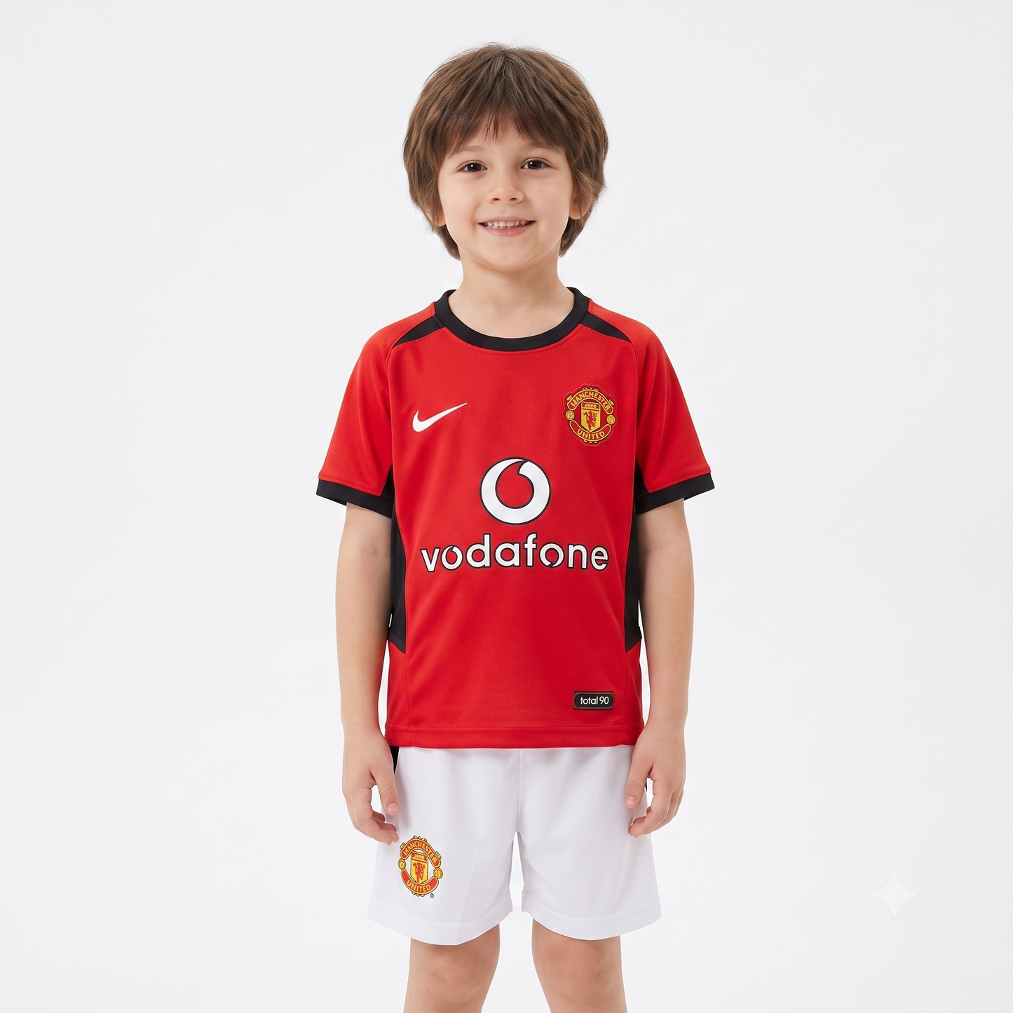 Kit infantil Manchester United Retrô Home 2003 . - Vermelho