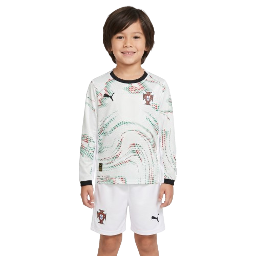 Kit Infantil Portugal Away Manga Longa 25/26 - Branca