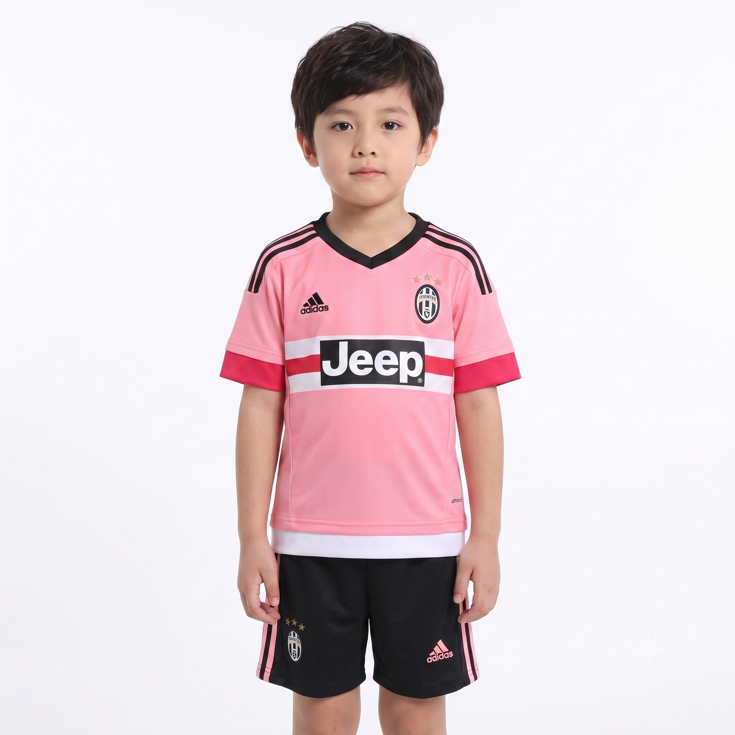 Kit Infantil Juventus Away Retrô 14/15 - Rosa