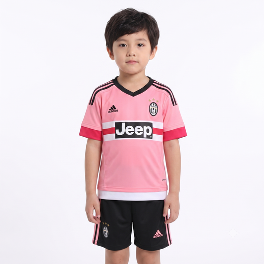 Kit Infantil Juventus Away Retrô 14/15 - Rosa