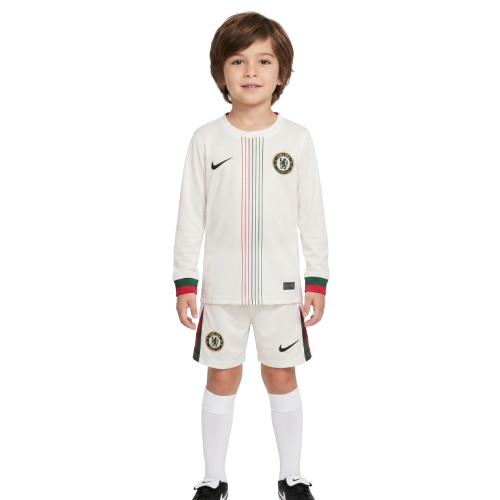 Kit infantil Chelsea Away 25/26 Manga Longa  - Branco