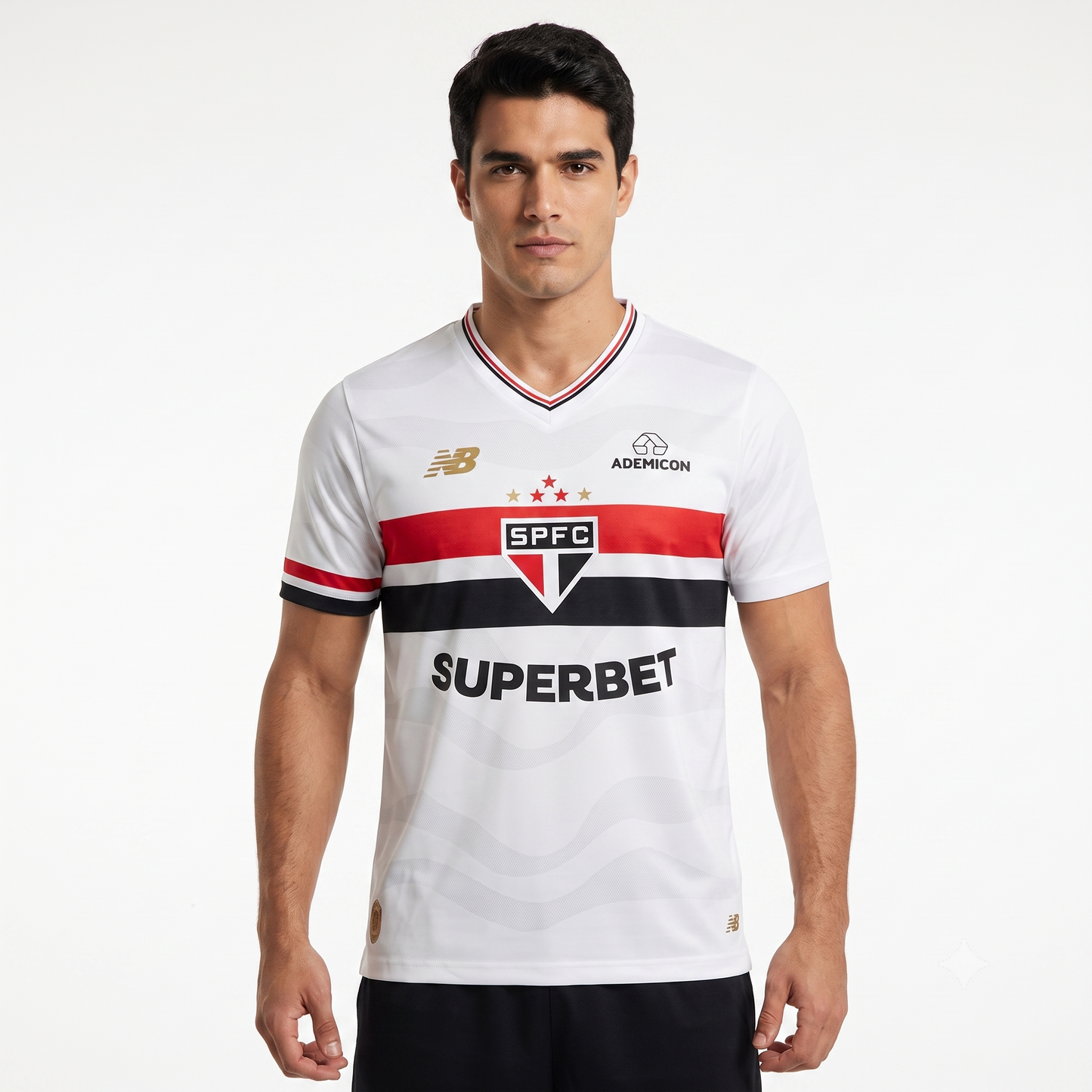 São Paulo Home 25/26 Jogador New Balance Masculina - Branco e Vermelho