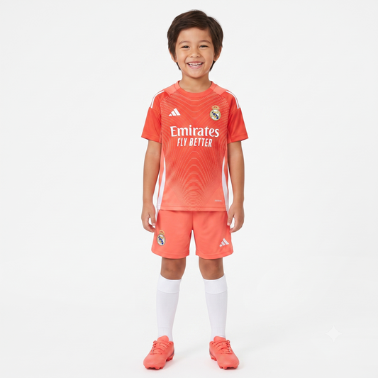 Kit Infantil Real Madrid Goleiro 25/26 - Laranja
