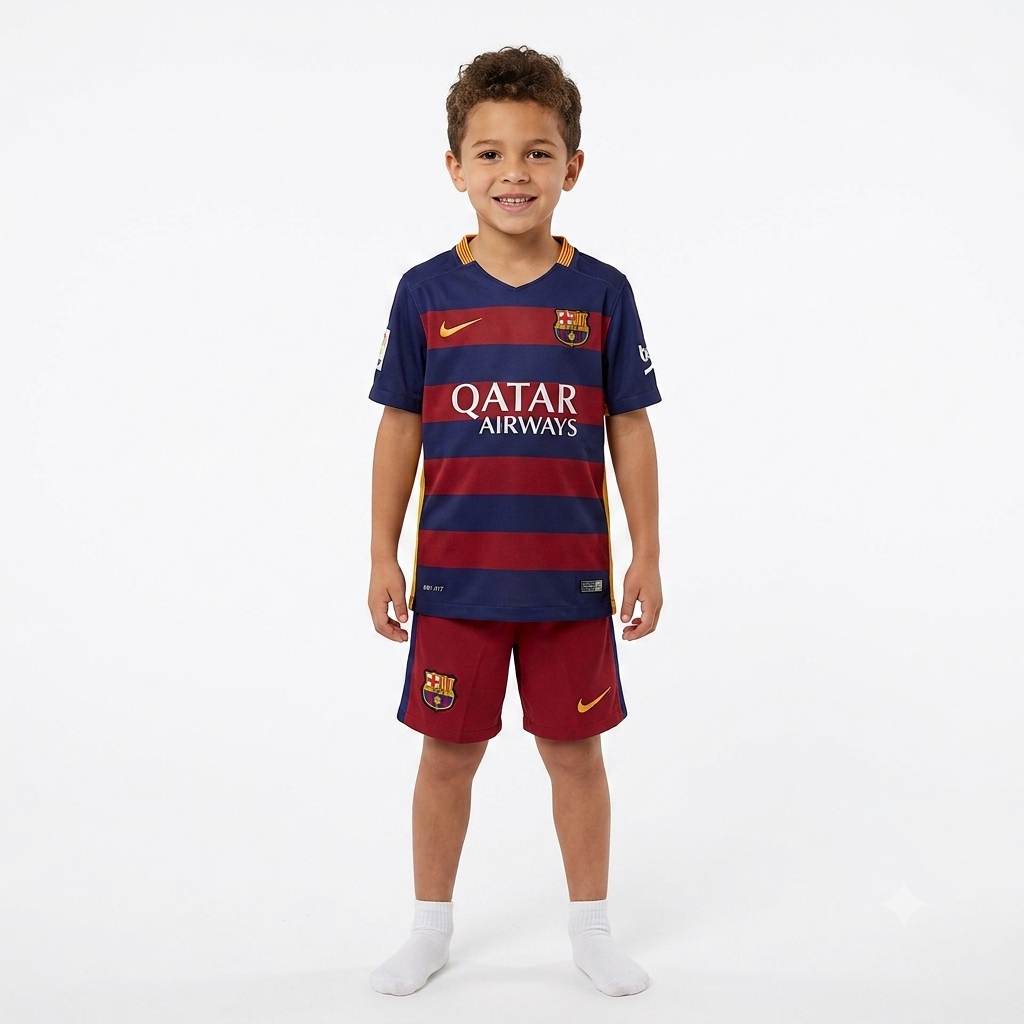 Kit Infantil Barcelona Home Retrô 15/16 - Grená