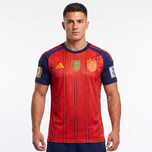 Espanha Home Duas Estrelas + Patchs 26/27 Adidas Jogador - Vermelha