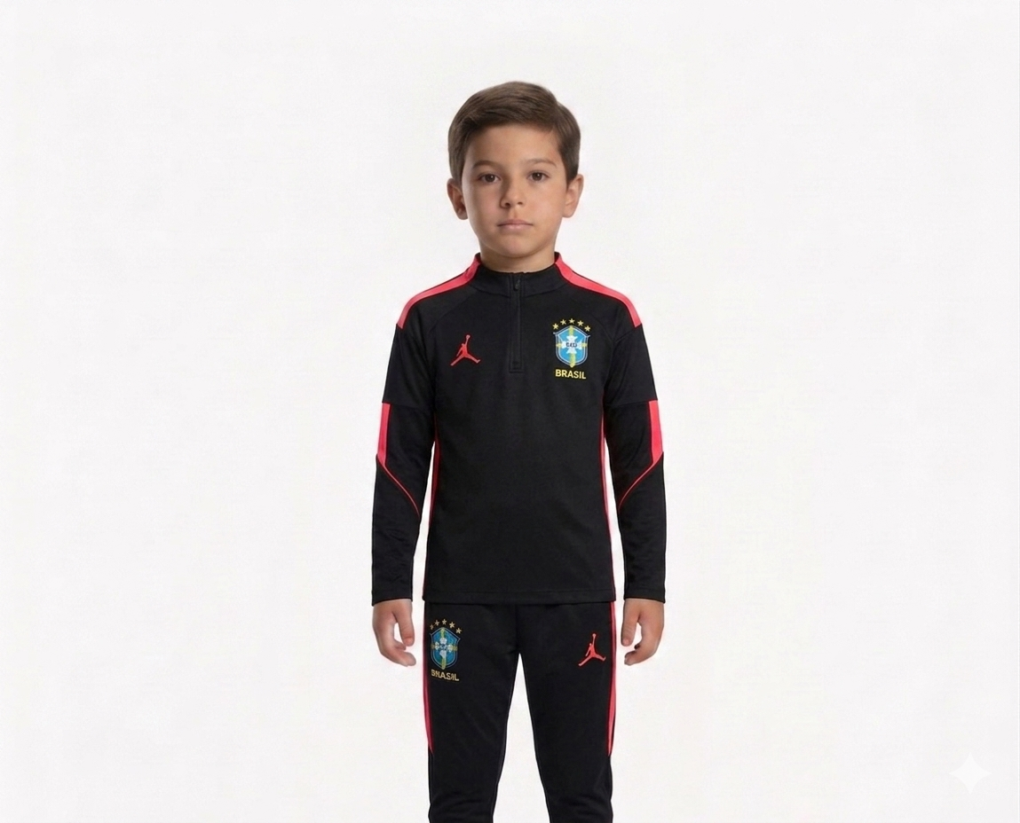 Kit Treino Agasalho + Calça Brasil - Preto