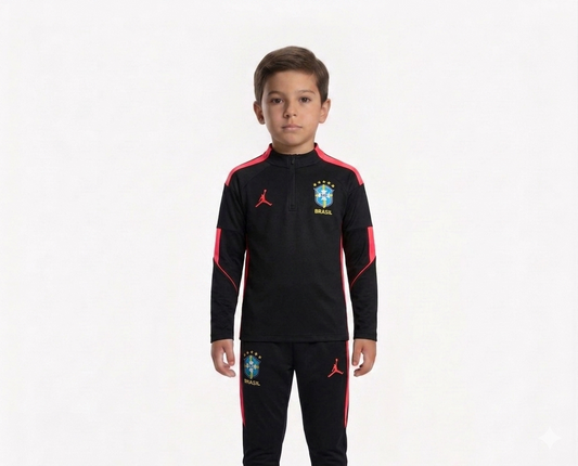 Kit Treino Agasalho + Calça Brasil - Preto