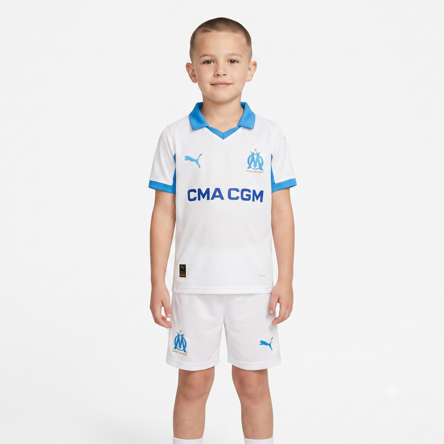 Kit Infantil Olympique De Marseille Home 25/26 - Branco