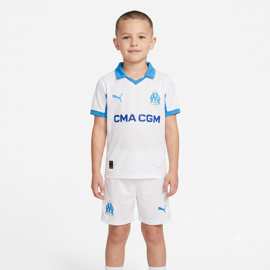 Kit Infantil Olympique De Marseille Home 25/26 - Branco