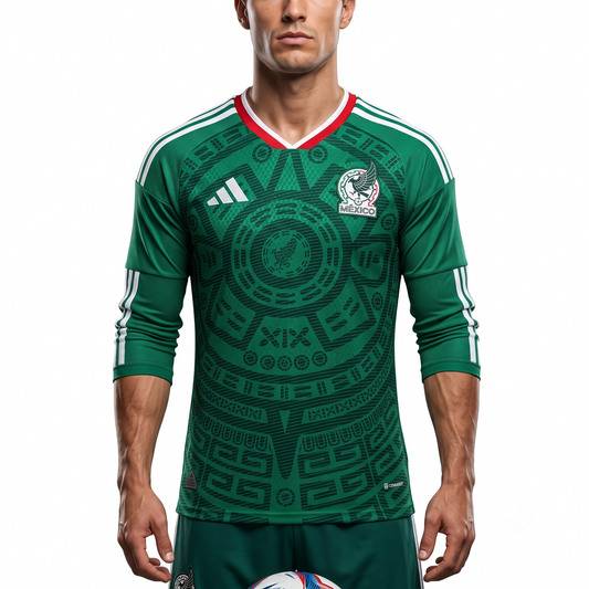 México Home Manga Longa 26/27 Masculino Jogador Adidas  - Verde
