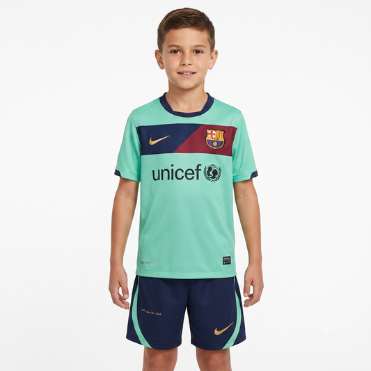 Kit Infantil Barcelona Away Retrô 10/11 - Verde