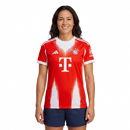 Bayern De Munique Home 25/26 Feminino Adidas - Vermelho e Branco