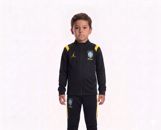 Kit Treino Agasalho + Calça Brasil - Preto