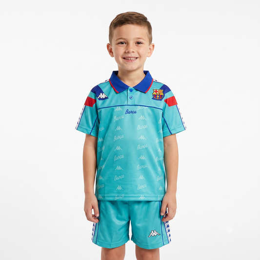 Kit Infantil Barcelona Away Retrô 92/93 - Verde