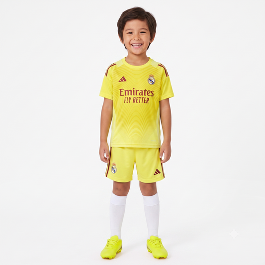 Kit Infantil Real Madrid Goleiro 25/26 - Amarela