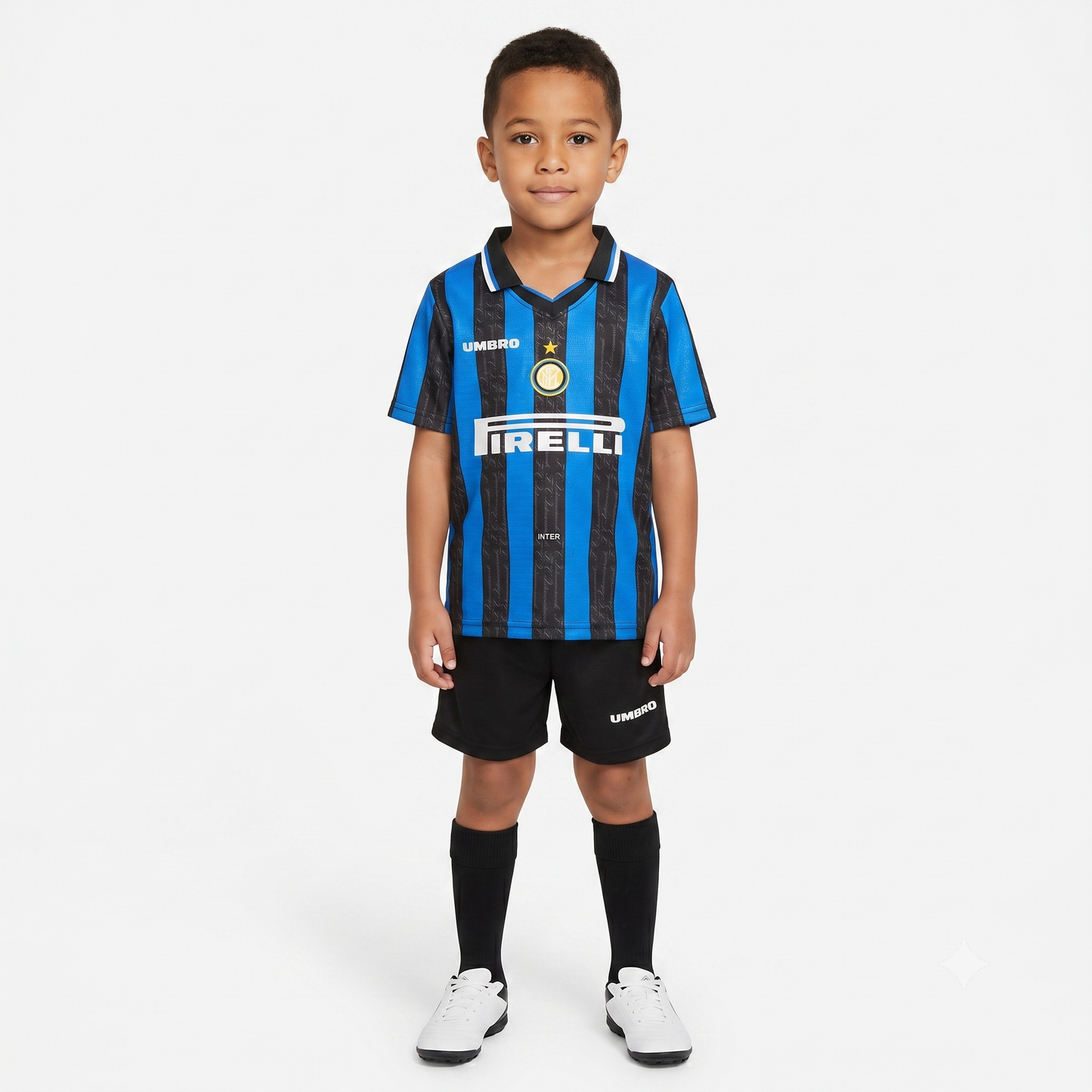 Kit Infantil Inter de Milão Home Retrô 97/98 - Azul e Preto