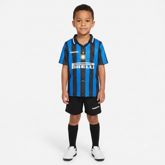 Kit Infantil Inter de Milão Home Retrô 97/98 - Azul e Preto