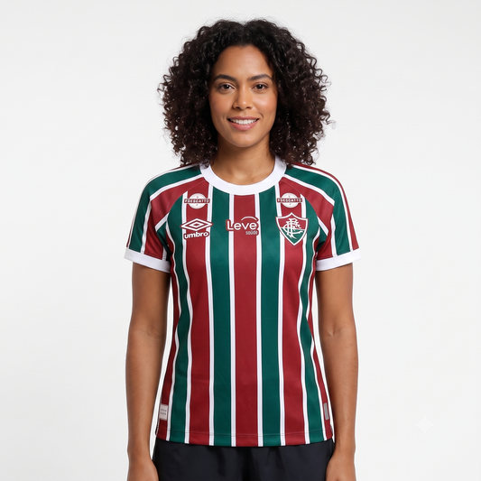 Fluminense Home 25/26 Com Patrocínios Umbro Feminina - Tricolor