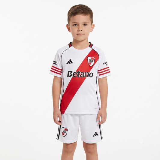 Kit Infantil River Plate Home 25/26  - Branco e Vermelho