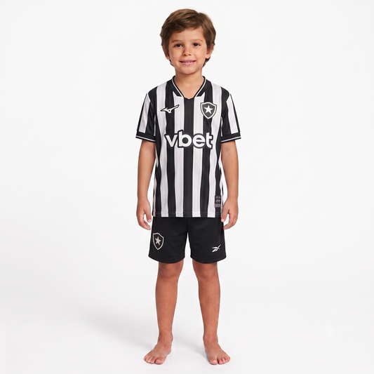 Kit Infantil Botafogo Home 26/27 Mizuno - Preta e Branca