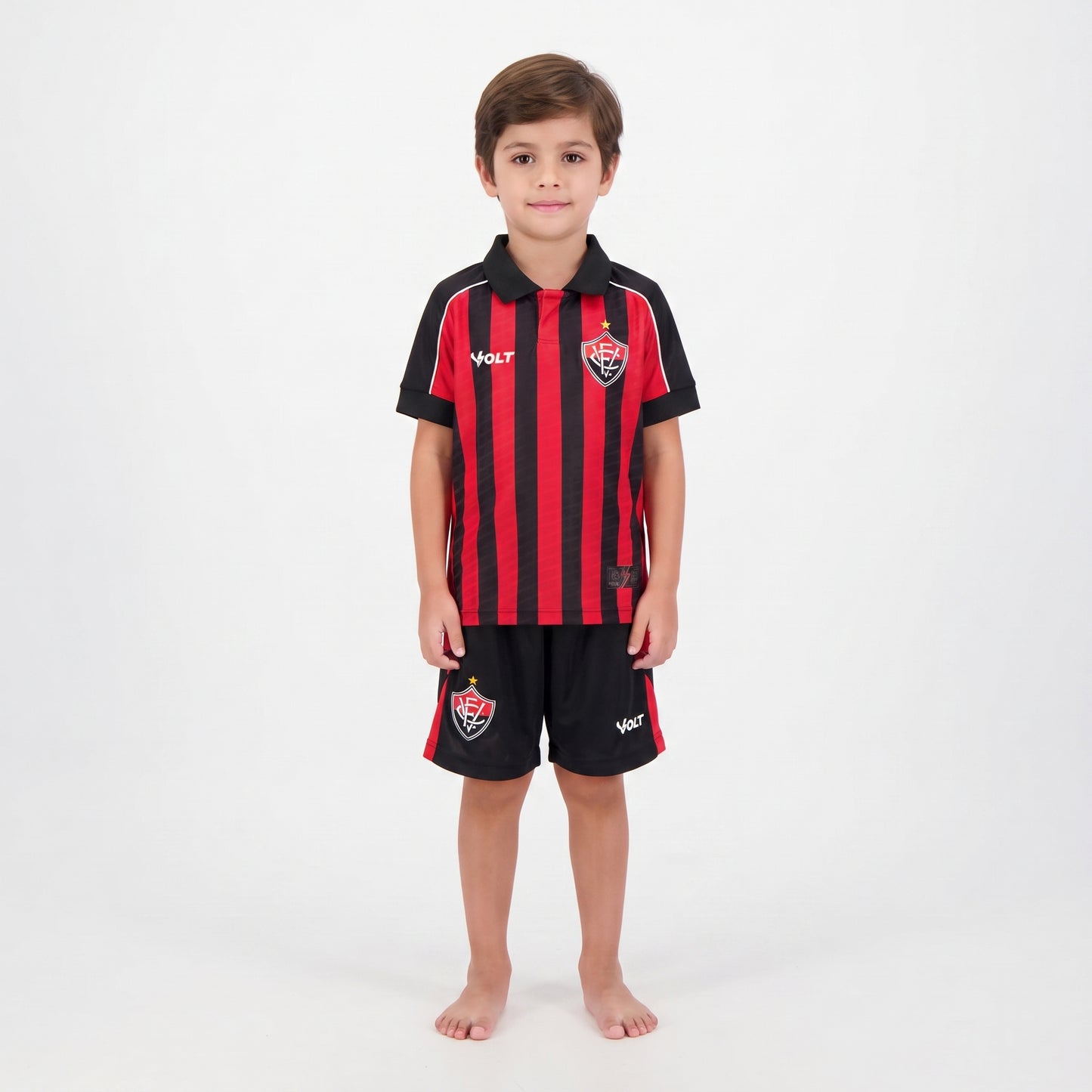 Kit Infantil Vitória Home 25/26 - Vermelho e Preto