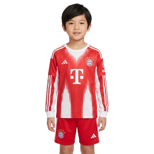 Kit Infantil Bayern de Munique Home Manga Longa 25/26 - Vermelho