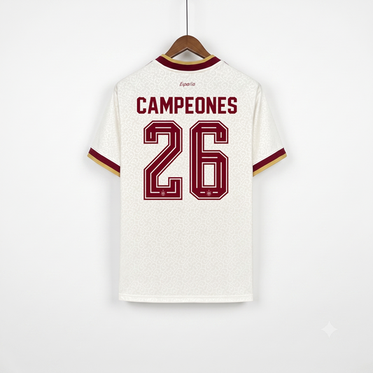 Espanha Away 26/27 CAMPEONES Adidas Torcedor - Branca