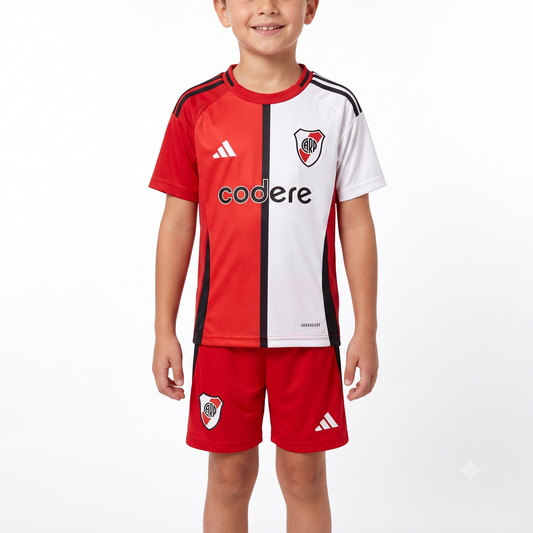 Kit Infantil River Plate Third 25/26 - Vermelho e Branco